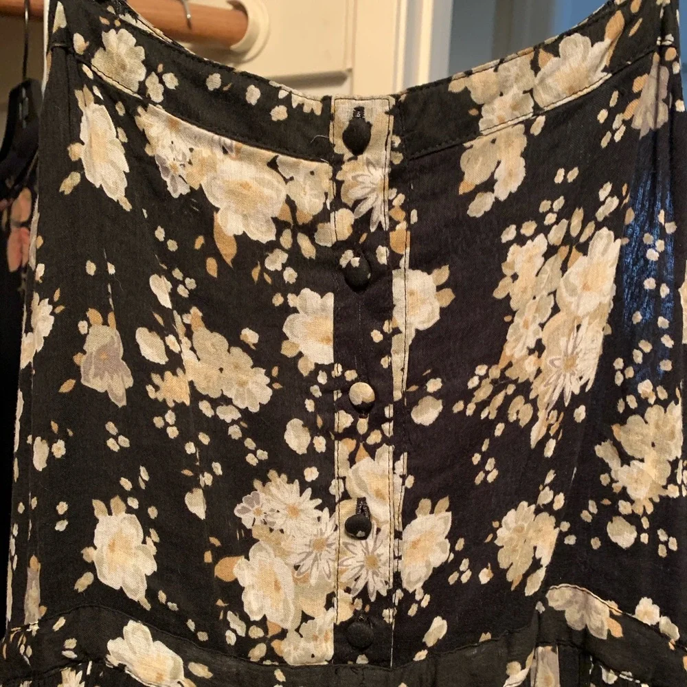 Spell Black Floral Tiered Maxi Dress with Cream Blooms - Picture 7 of 8